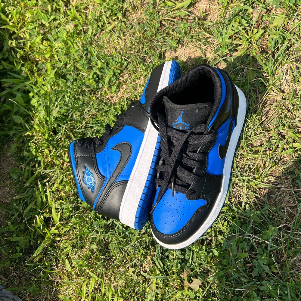 Jordan Black and Blue Athletic Shoes